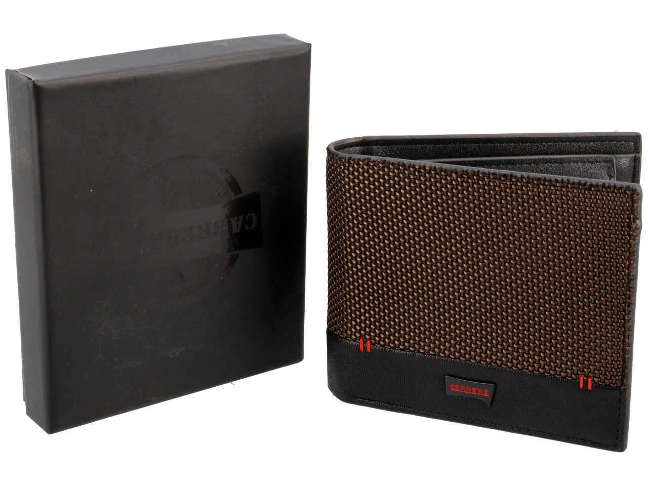 Portafoglio trifold con porta documenti city collection marrone scuro 50% polyurethane 50% polyester