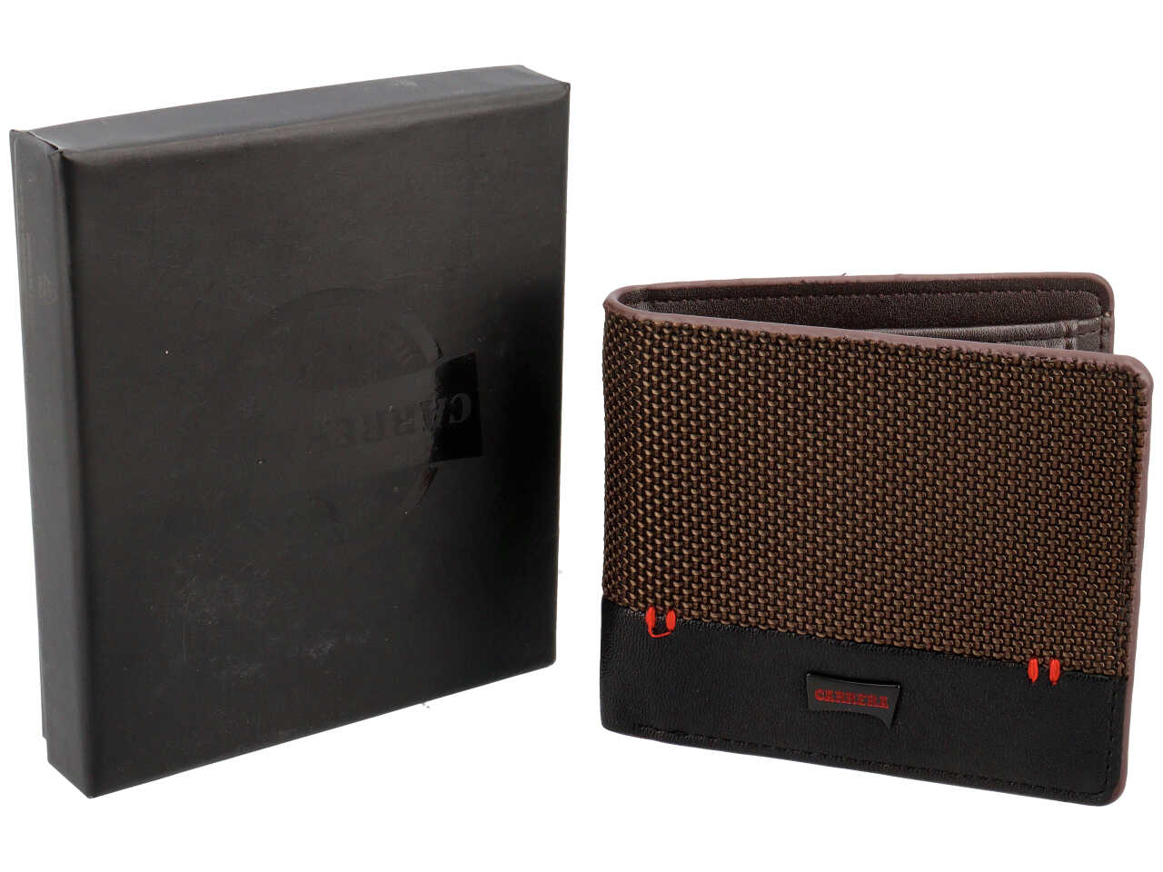 Portafoglio bifold orizzontale con portamonete city collection marrone scuro 50% polyurethane 50% polyester
