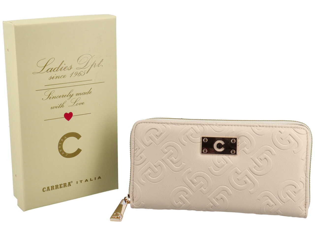 Portafoglio zip around ilary collection avorio 100% polyurethane