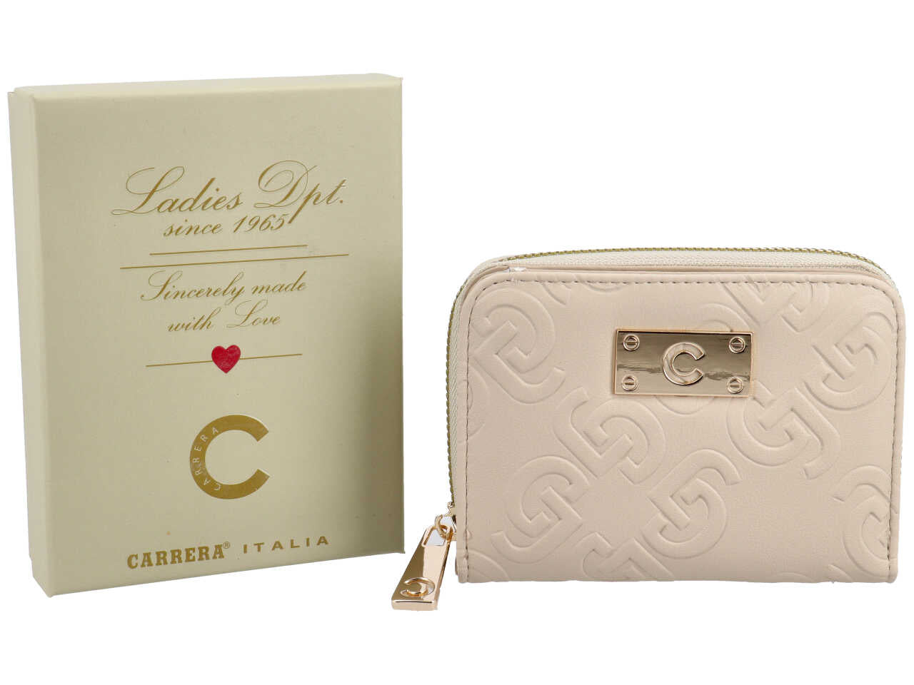 Portafoglio zip around bifold piccolo ilary collection avorio 100% polyurethane