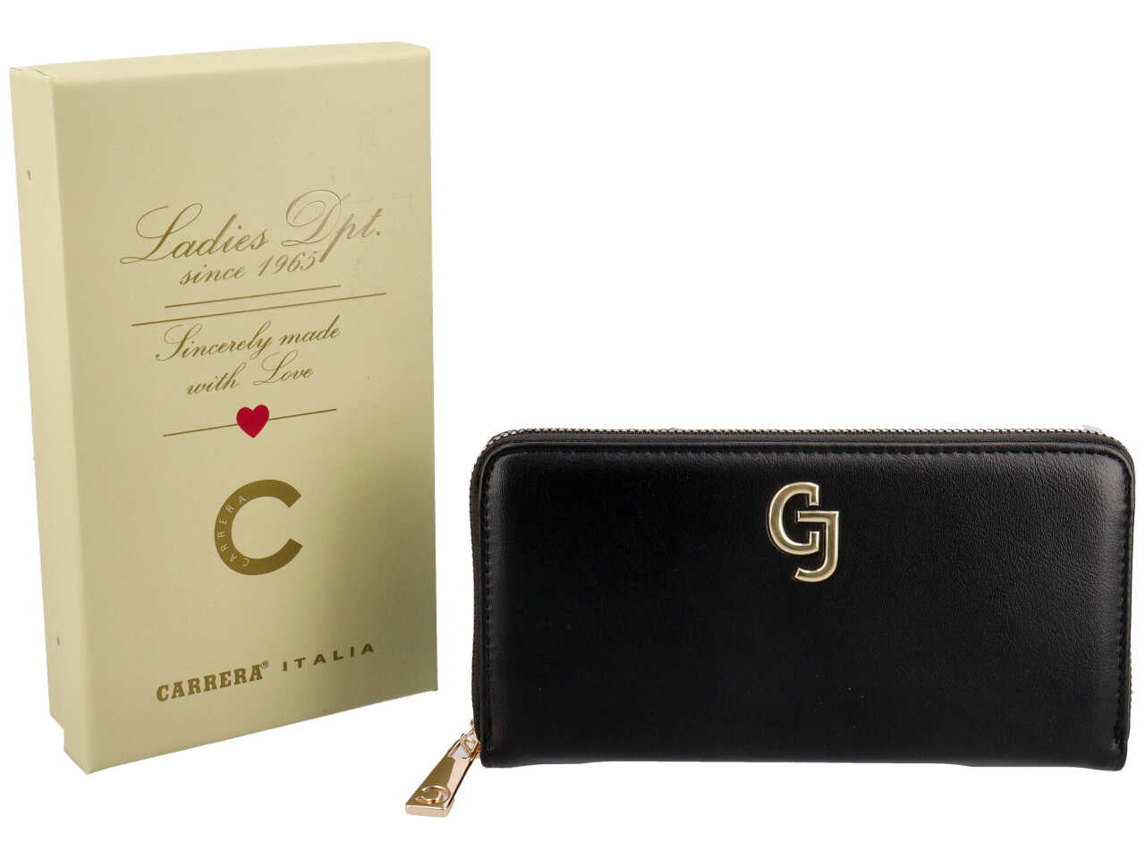 Portafoglio zip around stella collection nero 100% polyurethane