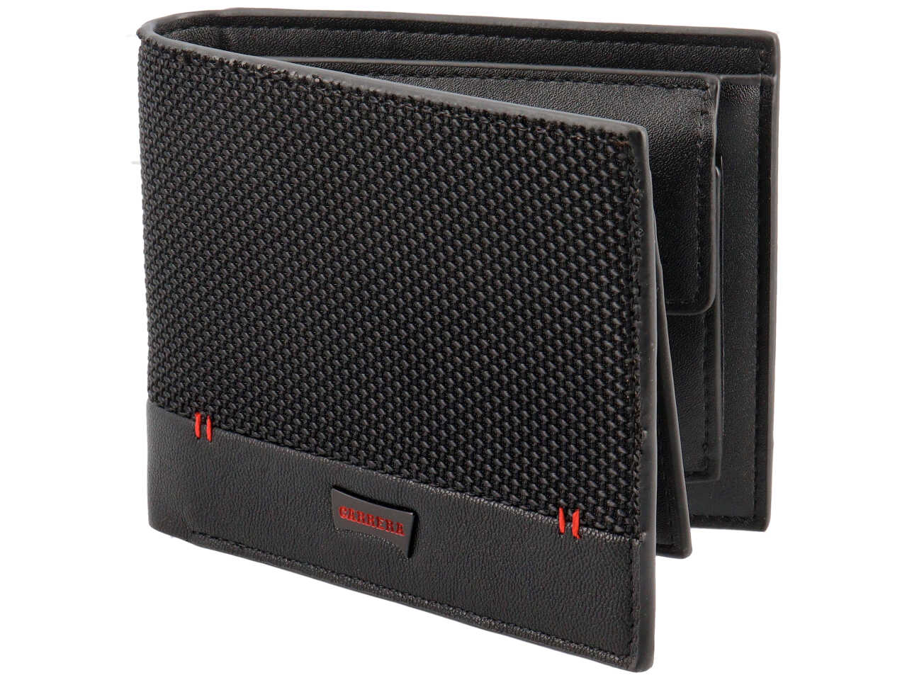 Portafoglio trifold con porta documenti e cintura city collection nero