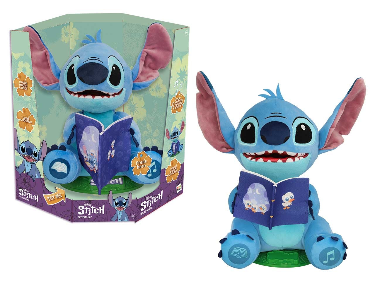 Disney Stitch Storyteller, Peluche raccontastorie interattivo per bambini 3+ Imc Toys
