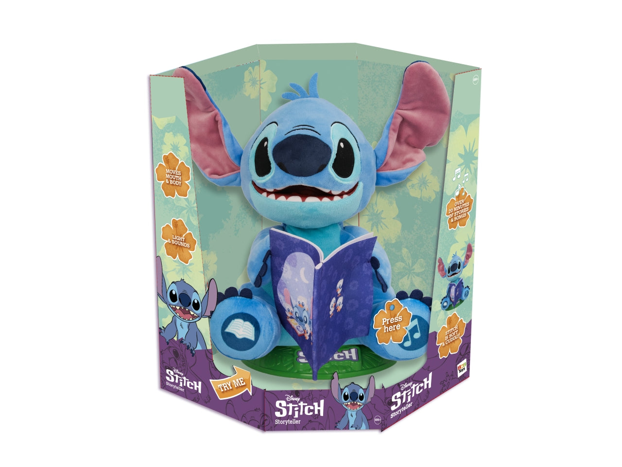 Disney Stitch Storyteller, Peluche raccontastorie interattivo per bambini 3+ Imc Toys