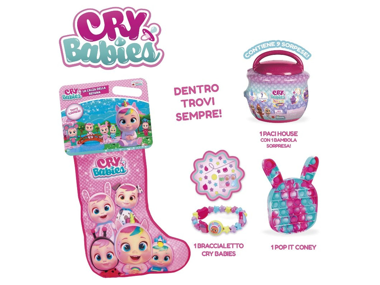 Cry Babies calza della befana con tante sorprese, per bambine da 3+ anni - Imc Toys