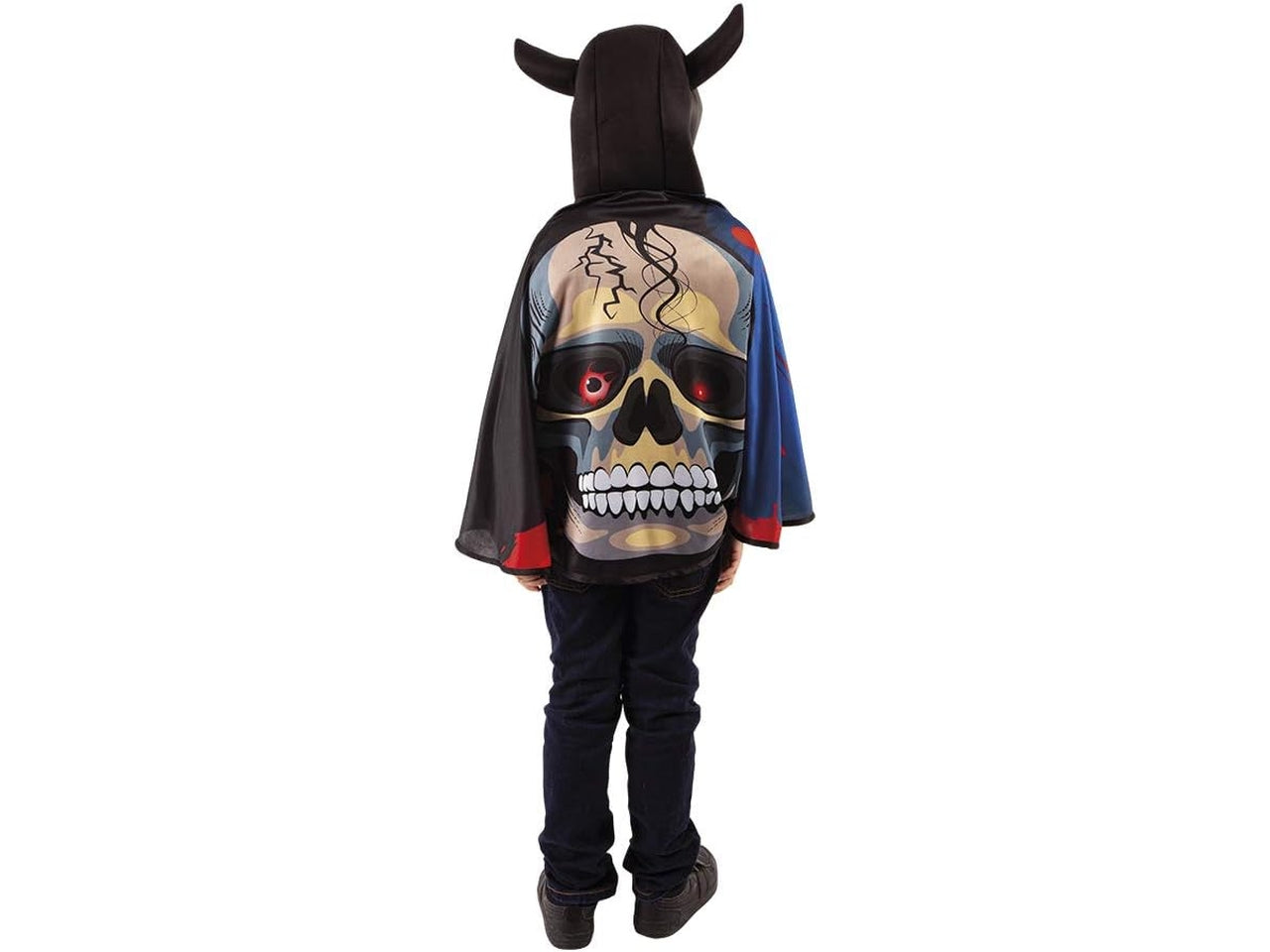 Mantello stampato con teschio e cappuccio nero in poliestere per bambino - Rubies