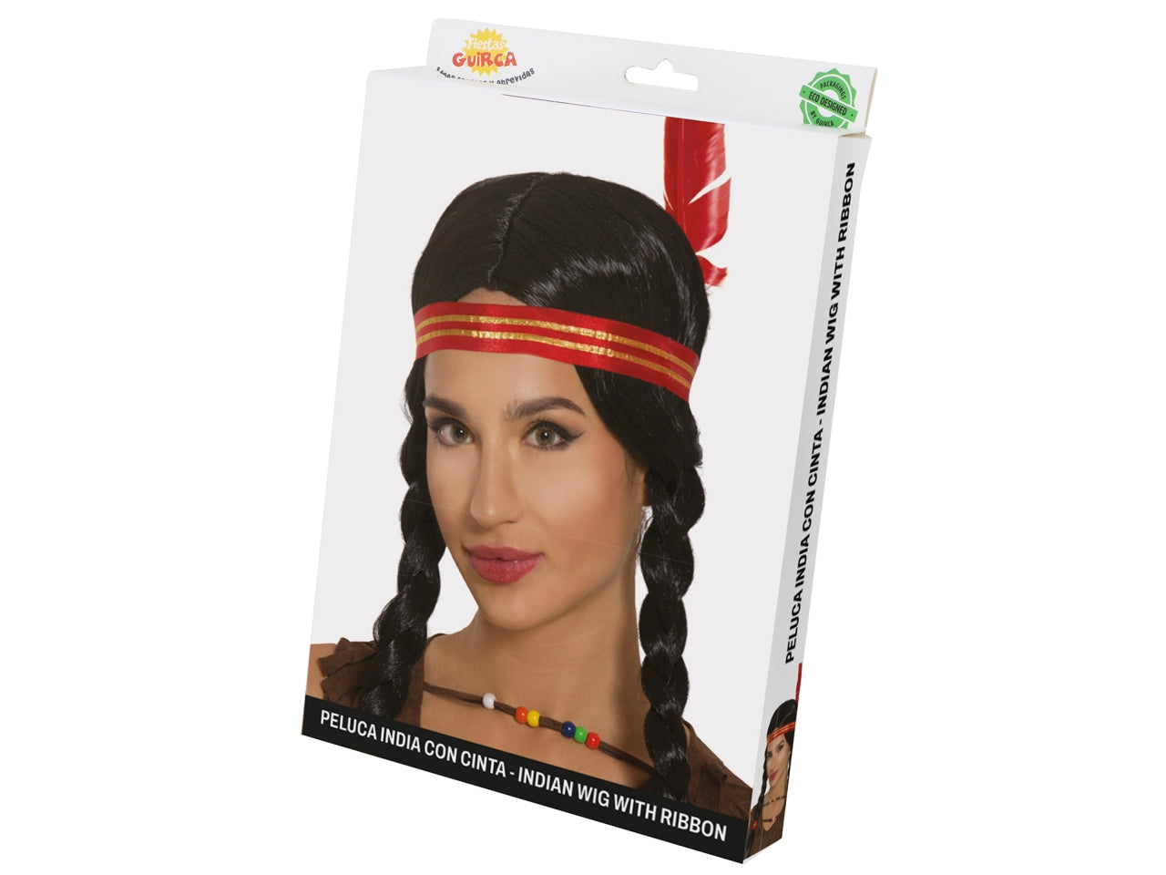 Parrucca da indiana con nastro e trecce