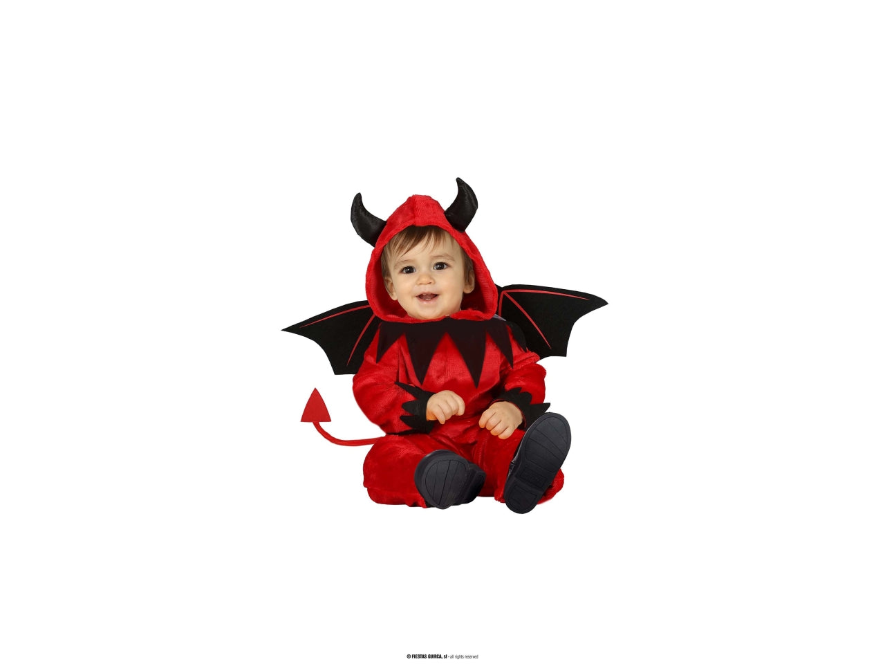 Costume bambino diavoletto 12/18 mesi tuta con cappuccio ali e coda - Fiestas Guirca