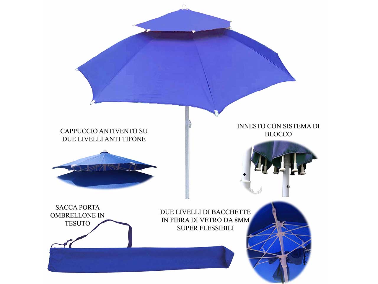 Ombrellone jesolo con antivento antitifone