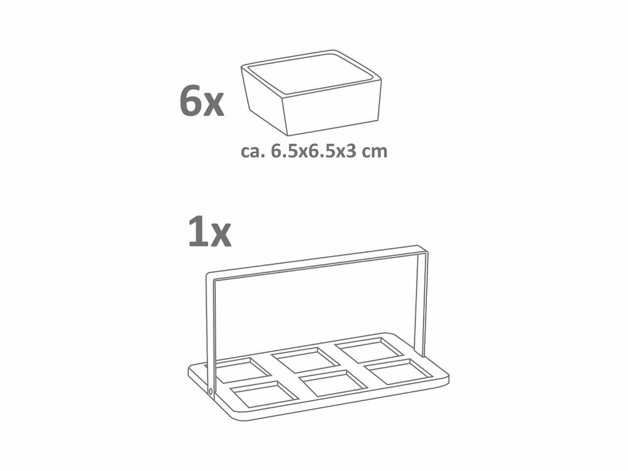 Alpina aperitivo 6 piattini in ceramica con vassoio in bamboo 14x24x14cm