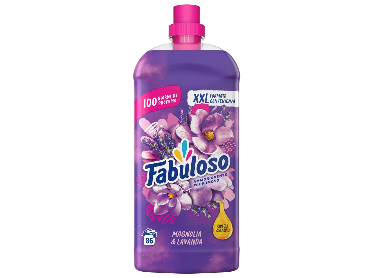 Ammorbidente concentrato Fabuloso, magnolia e lavanda, 1.9l, 86 lavaggi per lavatrice $