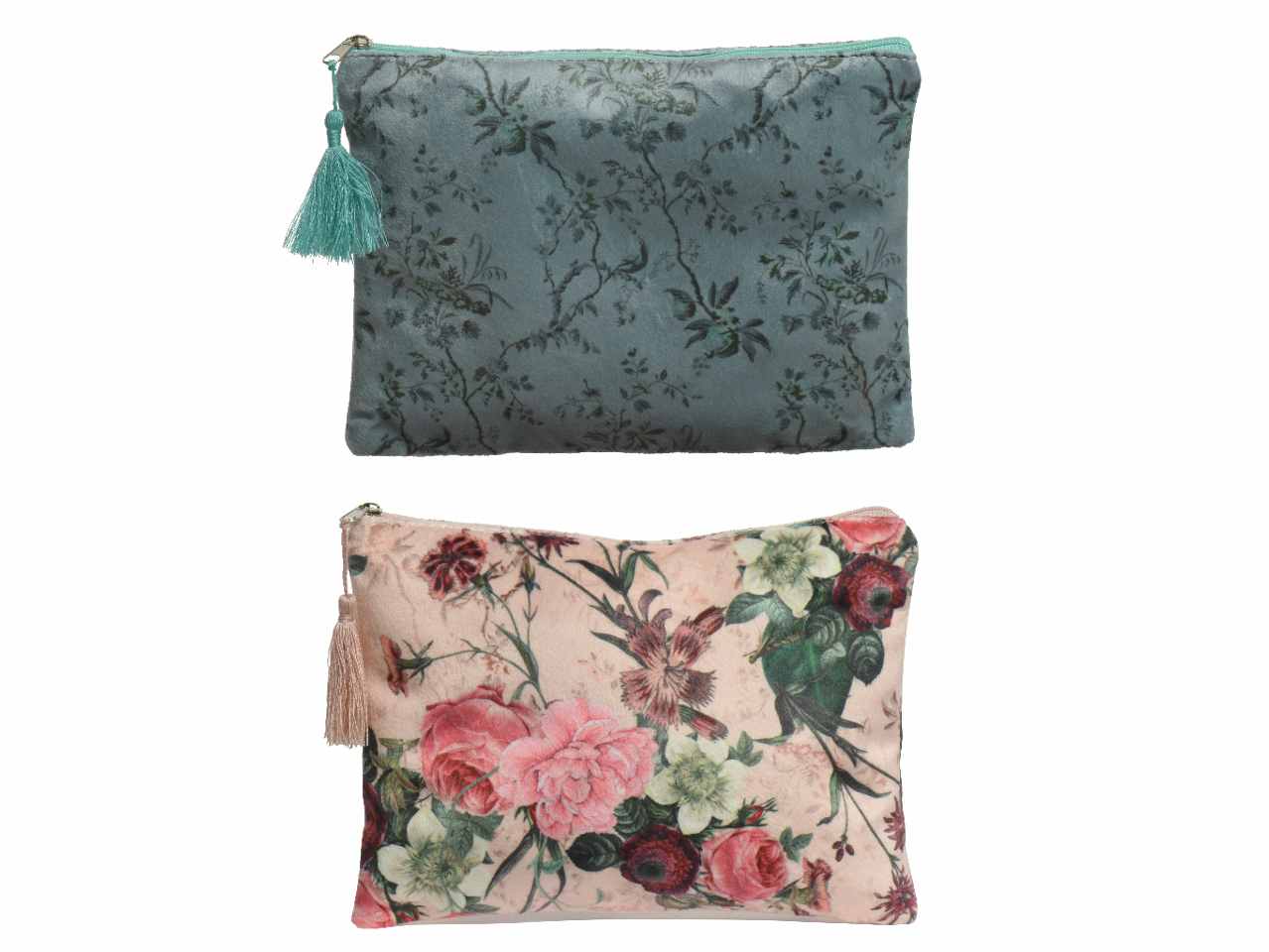 Borsa in velluto di poliestere rettangolare con nappa 2 colori assortiti 22xh.16.50cm