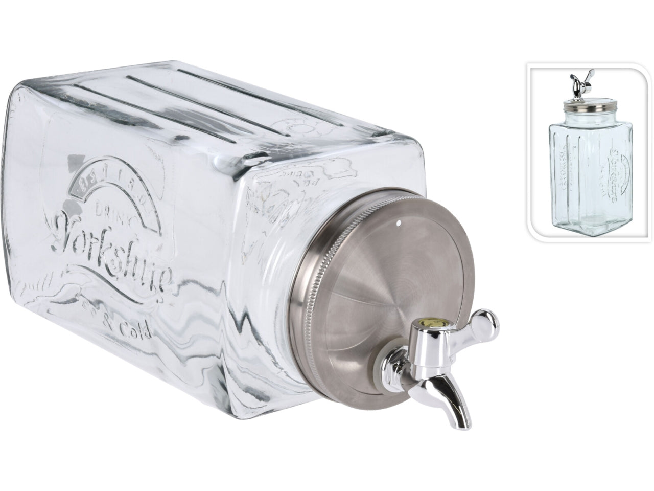 Dispenser per bibite in vetro da 3000 ml con rubinetto incluso