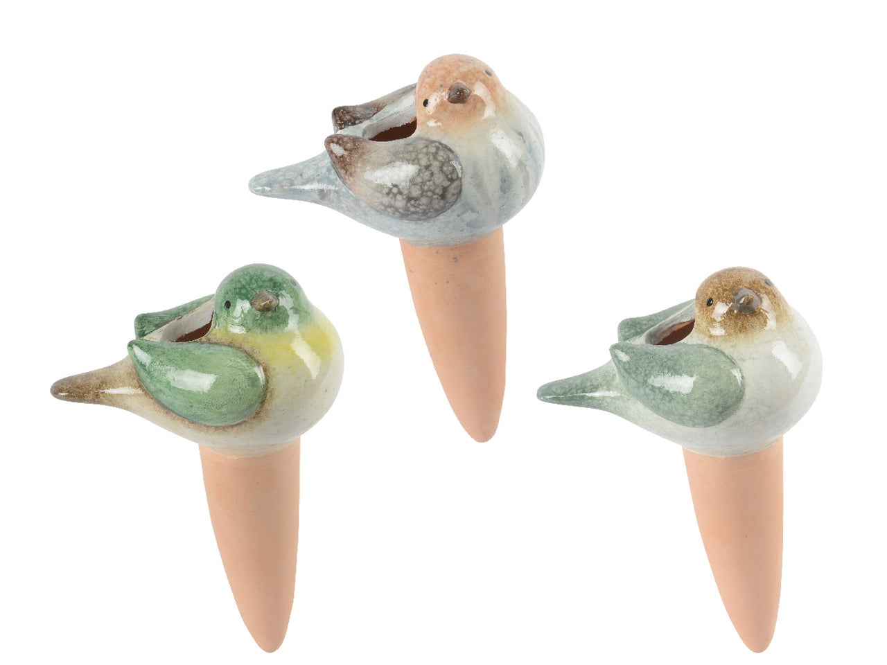 Uccellino picchetto da pianta per irrigazione in terracotta misure 7x9,5cm x altezza 15cm