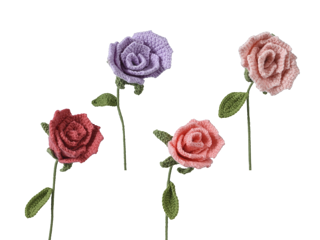 Fiore in poliestere lavorato a maglia 6x6xh.40cm - disponibile in 4 colori