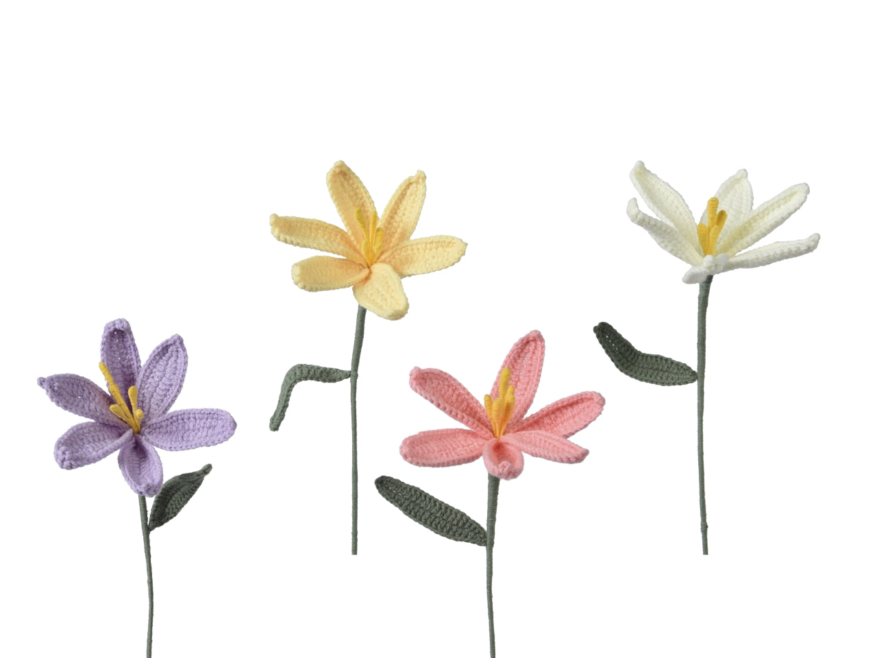 Fiore in poliestere lavorato a maglia h.55cm - disponibile in 4 colori