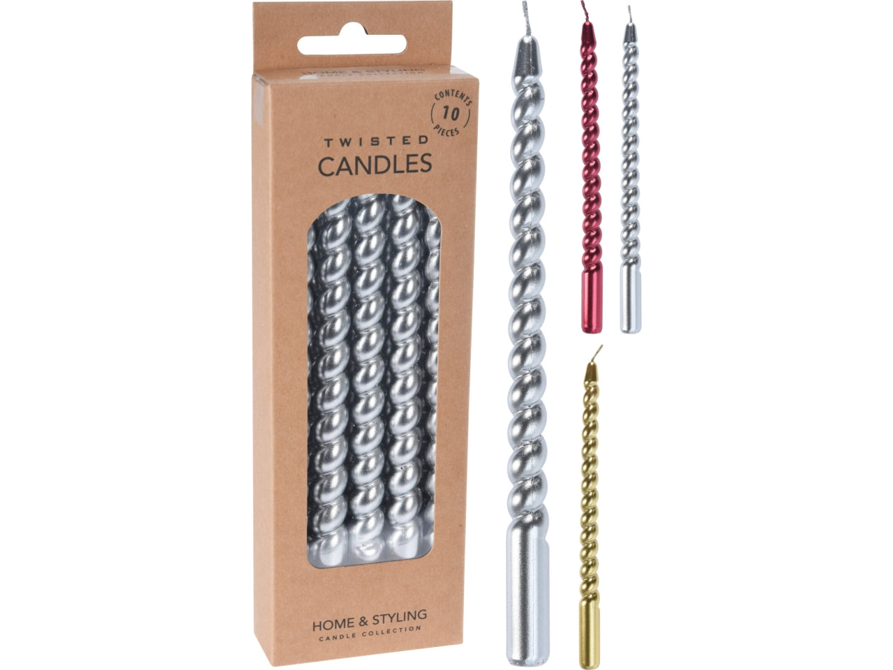 Candele a torciglione mini metal 10cm la confezione contiene 10 candele