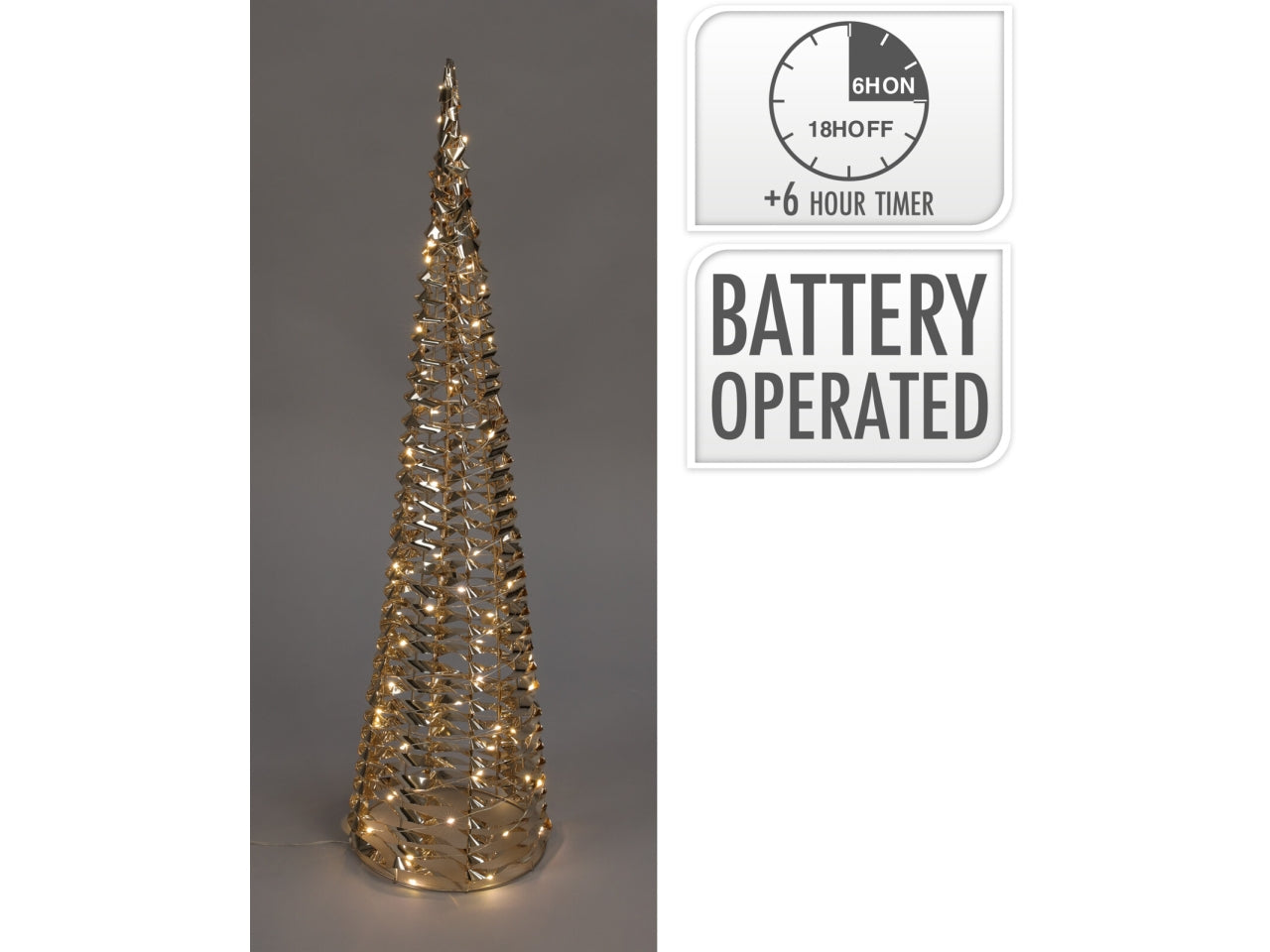 Cono decorativo con 60 led bianco caldo 60cm oro