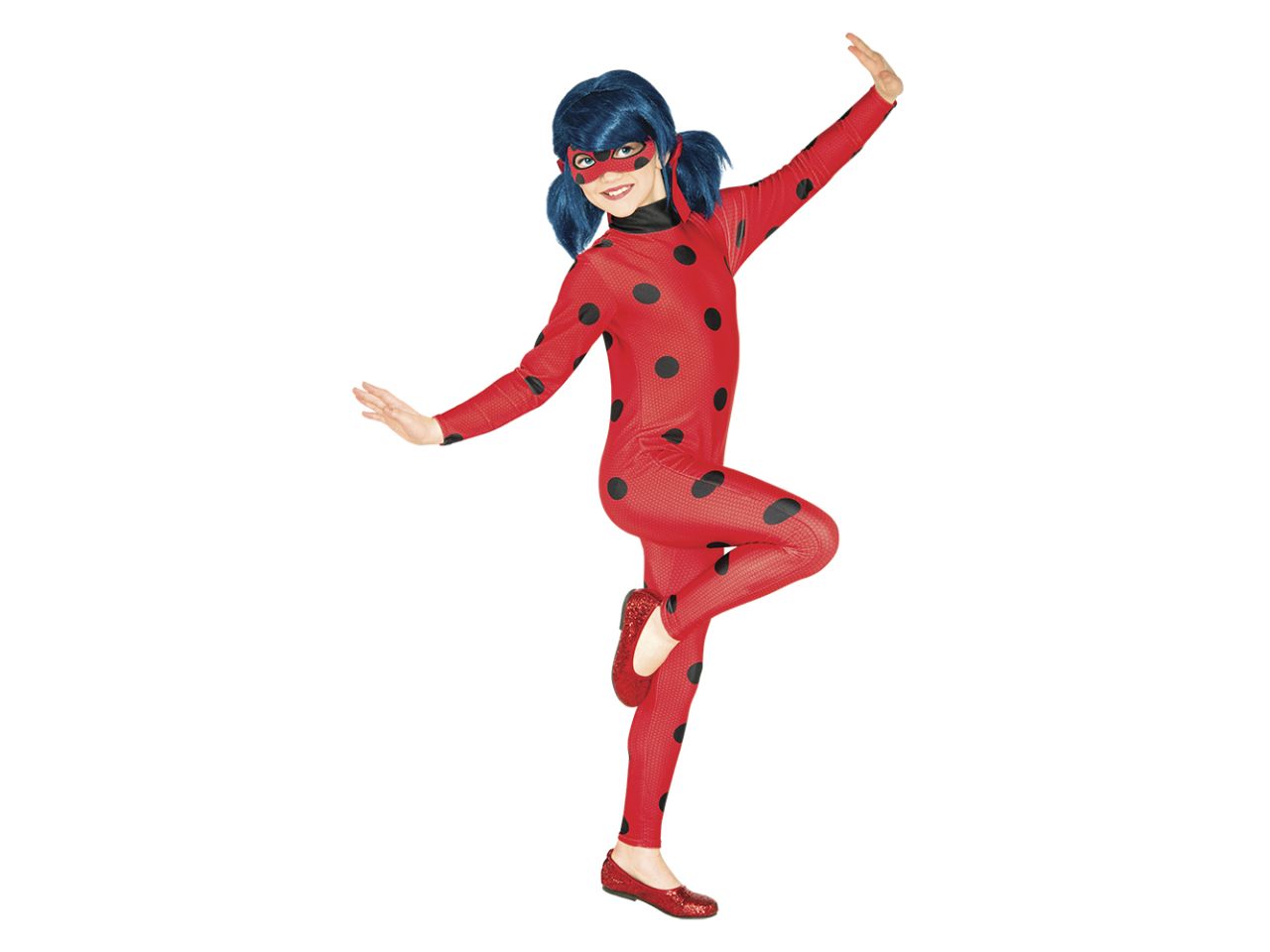 Rubies costume miraculous ladybug taglia m 5-6 anni classico per bambine in scatola - tuta con maschera e parrucca