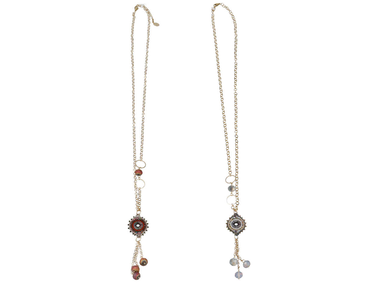 Collana in acciaio piu' cristallo piu' ottone