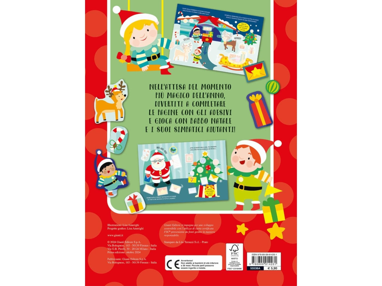 Libro io coloro con gli stickers il natale