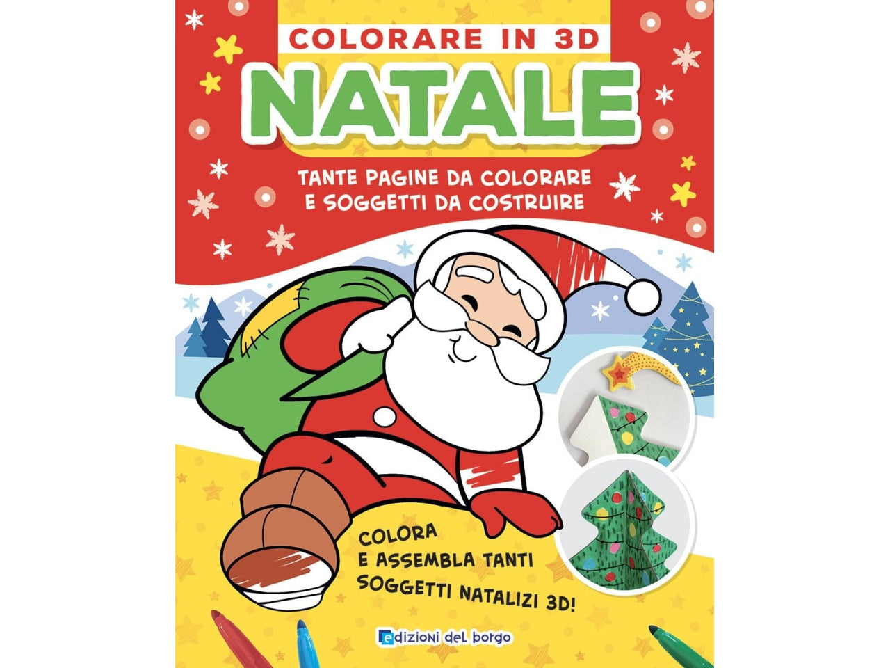 Libro colorare in 3d natale