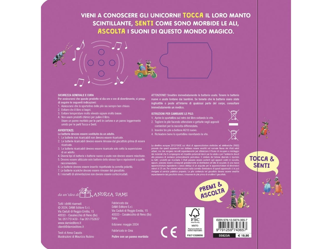 Libro unicorni tocca senti e ascolta