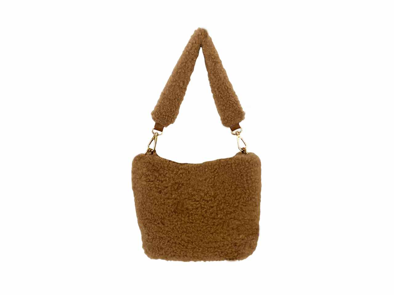 Borsa mano spalla tortora in ecopelliccia pecora