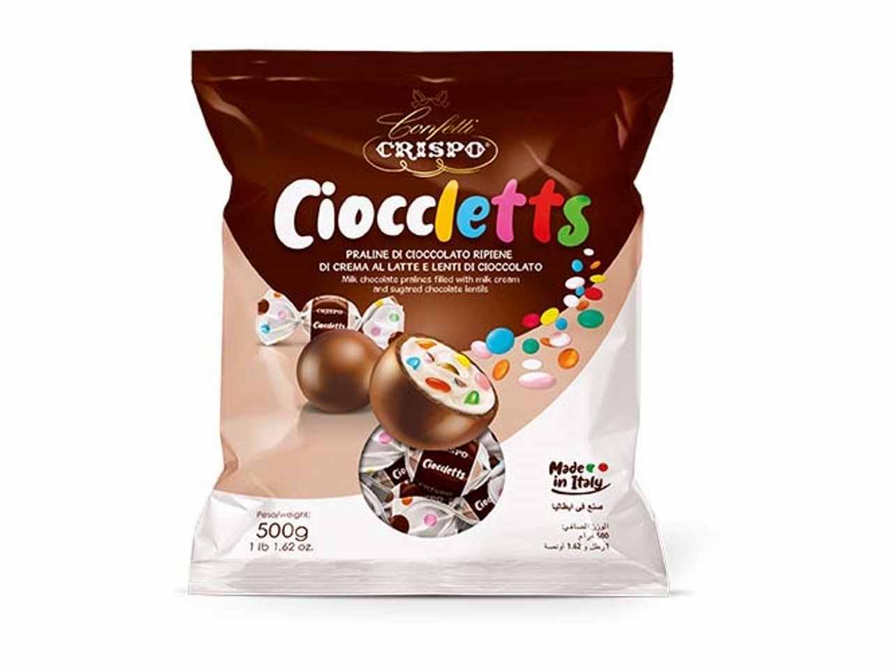 Cioccletts 500gr praline ripiene di crema al latte e lenti colorate