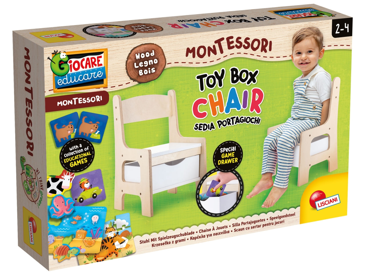 Montessori baby legno sedia portagiochi