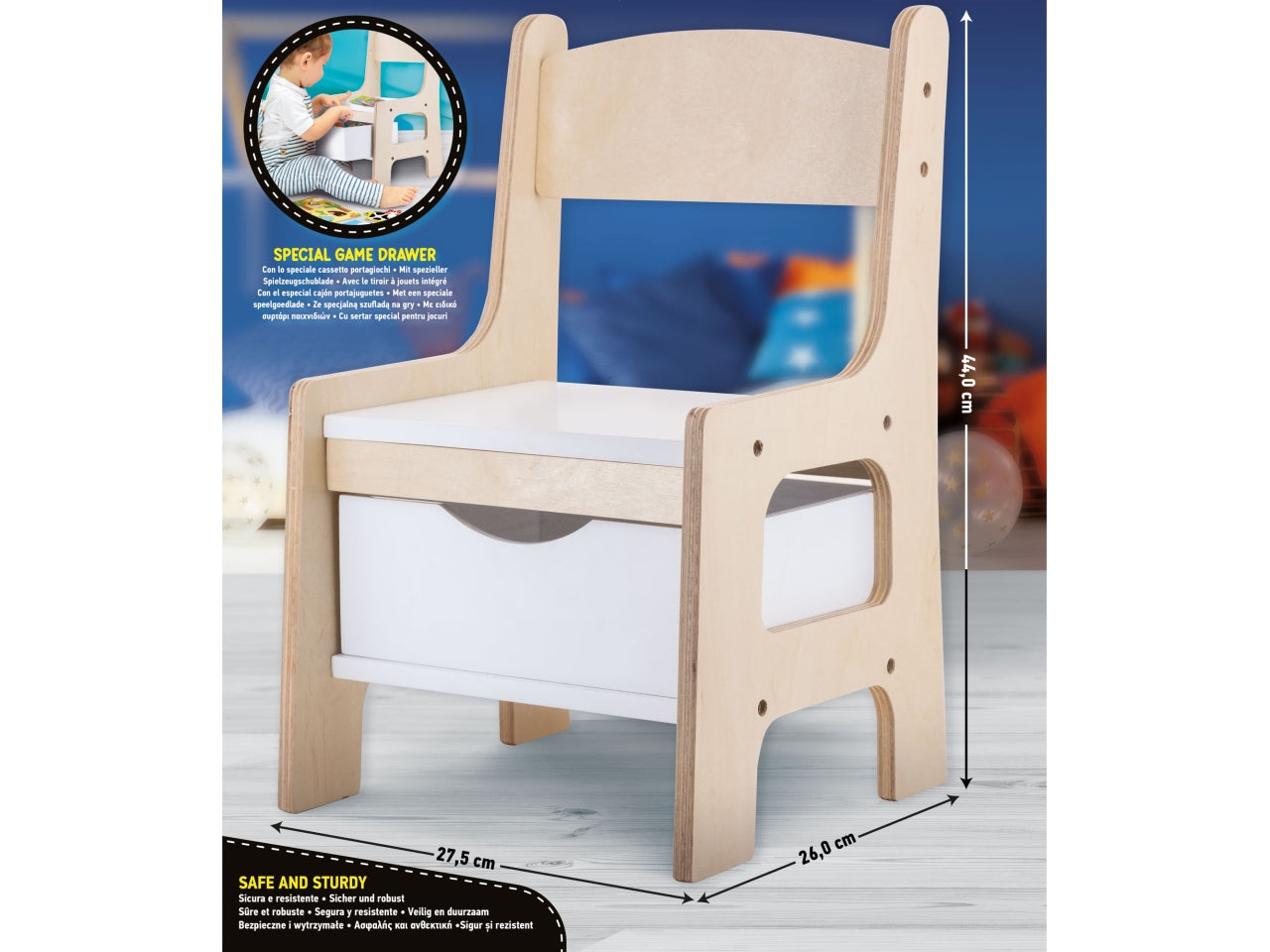 Montessori baby legno sedia portagiochi