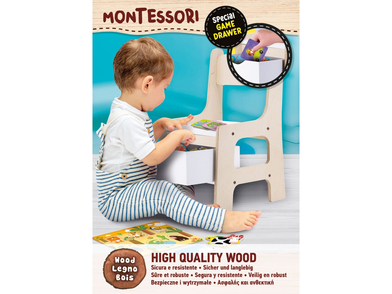 Montessori baby legno sedia portagiochi