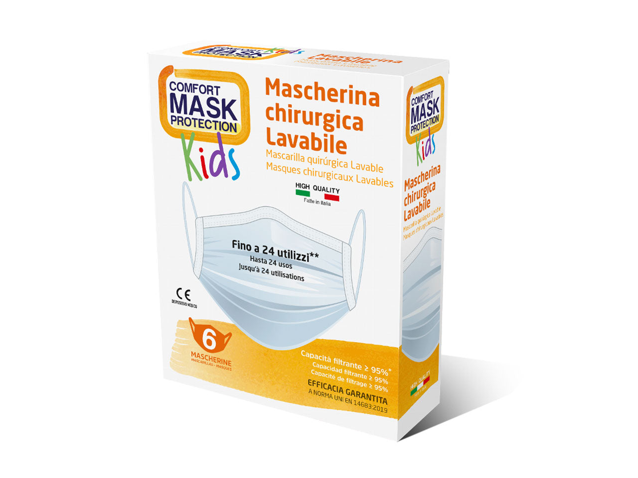 mascherine kids lavabili fino a 24 utilizzi 6 pezzi fatte a mano