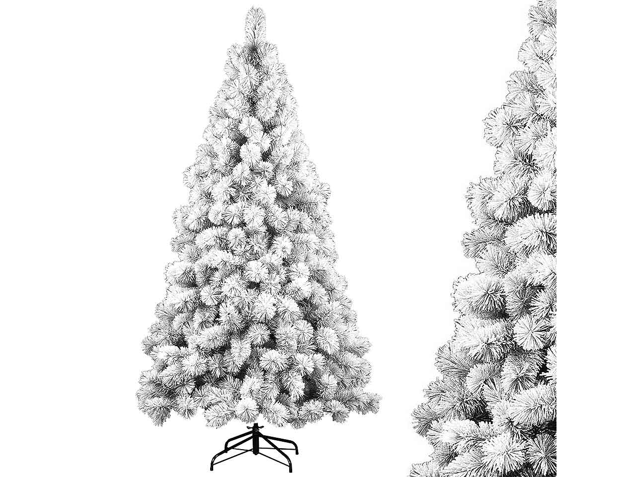 Albero di natale des alpes 180cm floccato d.93cm 312 rami montaggio ad ombrello pp $