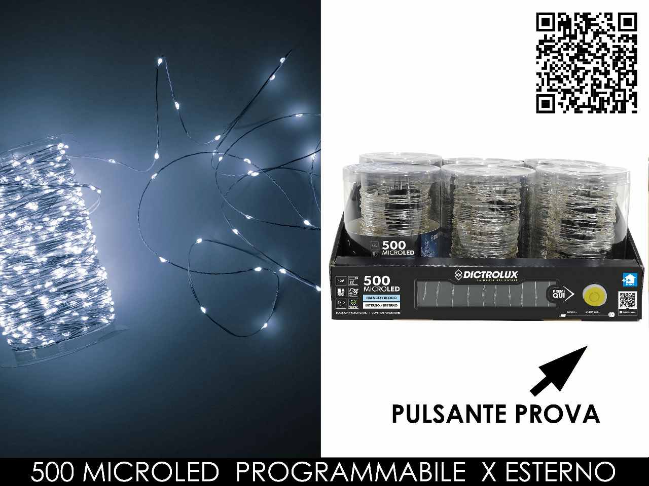 Catena luci bianco freddo 500multiled a uso esterno