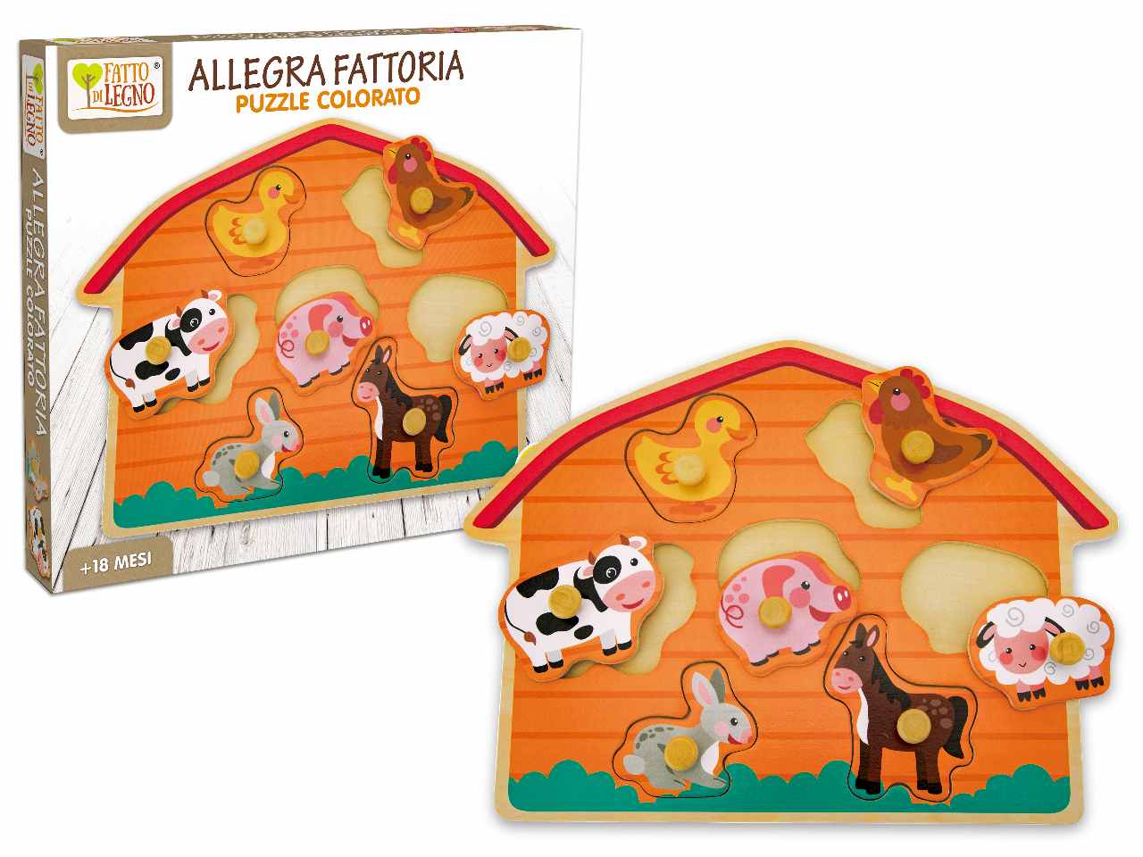 Fatto di legno puzzle fattoria
