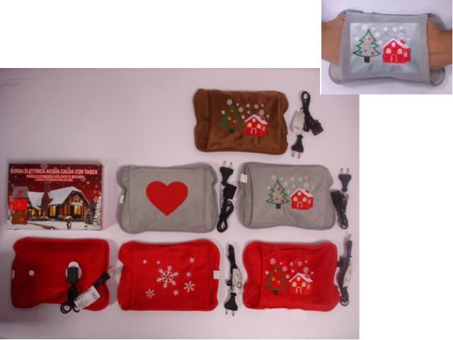 stella di natale velluto con bacche con sacco juta 16cm