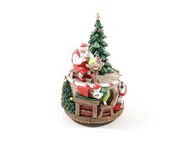 Carillon in resina babbo natale esploratore diam.9xh.13.5cm in scatola rega