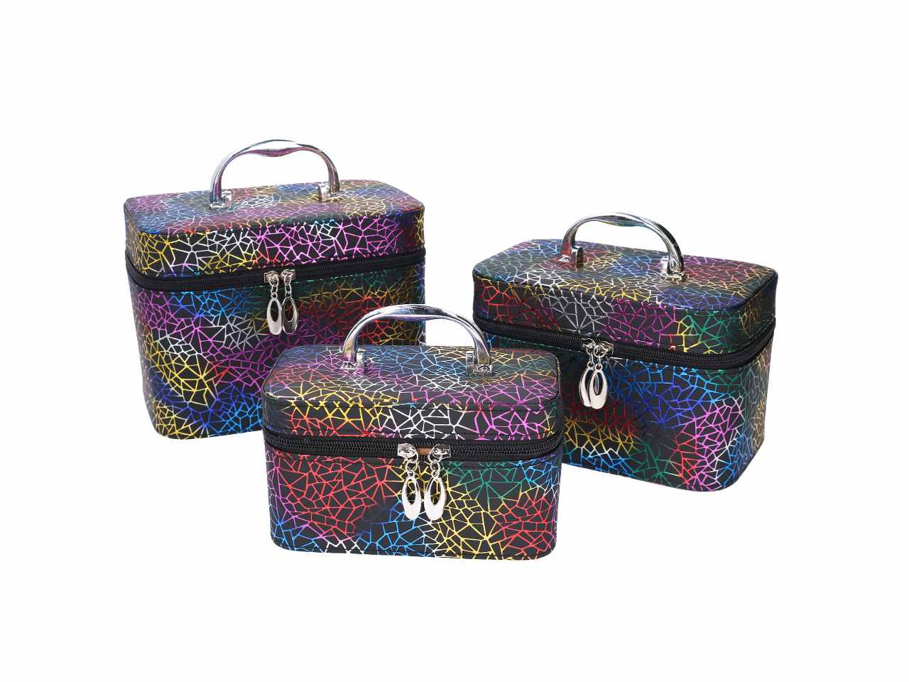 Beauty in ecopelle 3 pezzi con scritte colori assortiti cm19x10h10,5 cm21x13h13,5 cm23x15h16