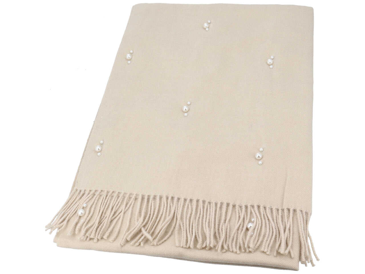 sciarpa con perle e strass 70x190cm AVORIO 80% VISCOSA 20% LANA