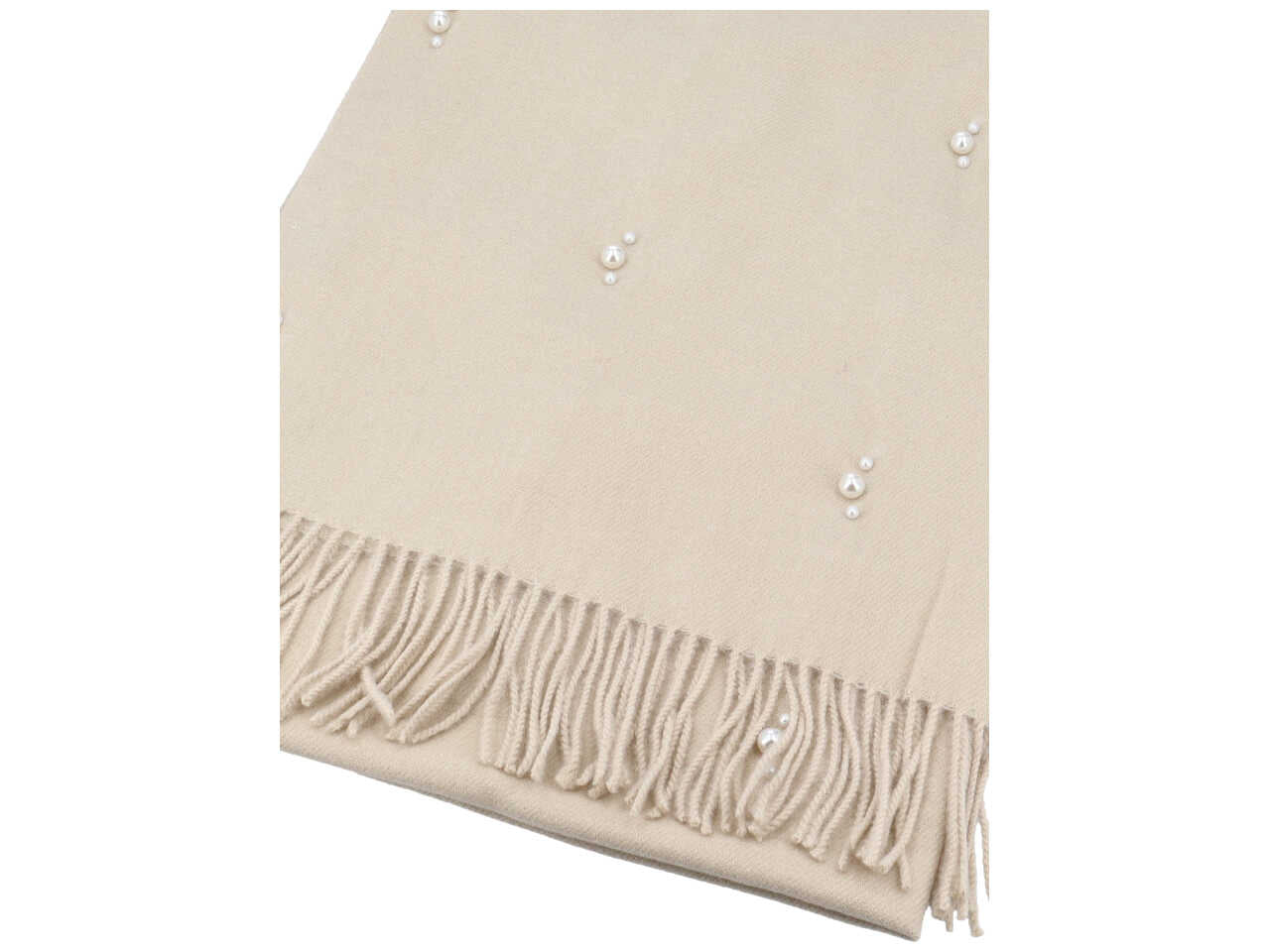 sciarpa con perle e strass 70x190cm AVORIO 80% VISCOSA 20% LANA
