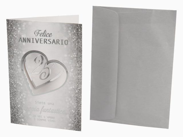 biglietto auguri anniversario auguri 25 anniversario silver