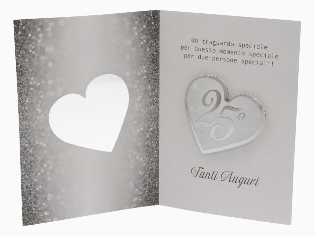 biglietto auguri anniversario auguri 25 anniversario silver