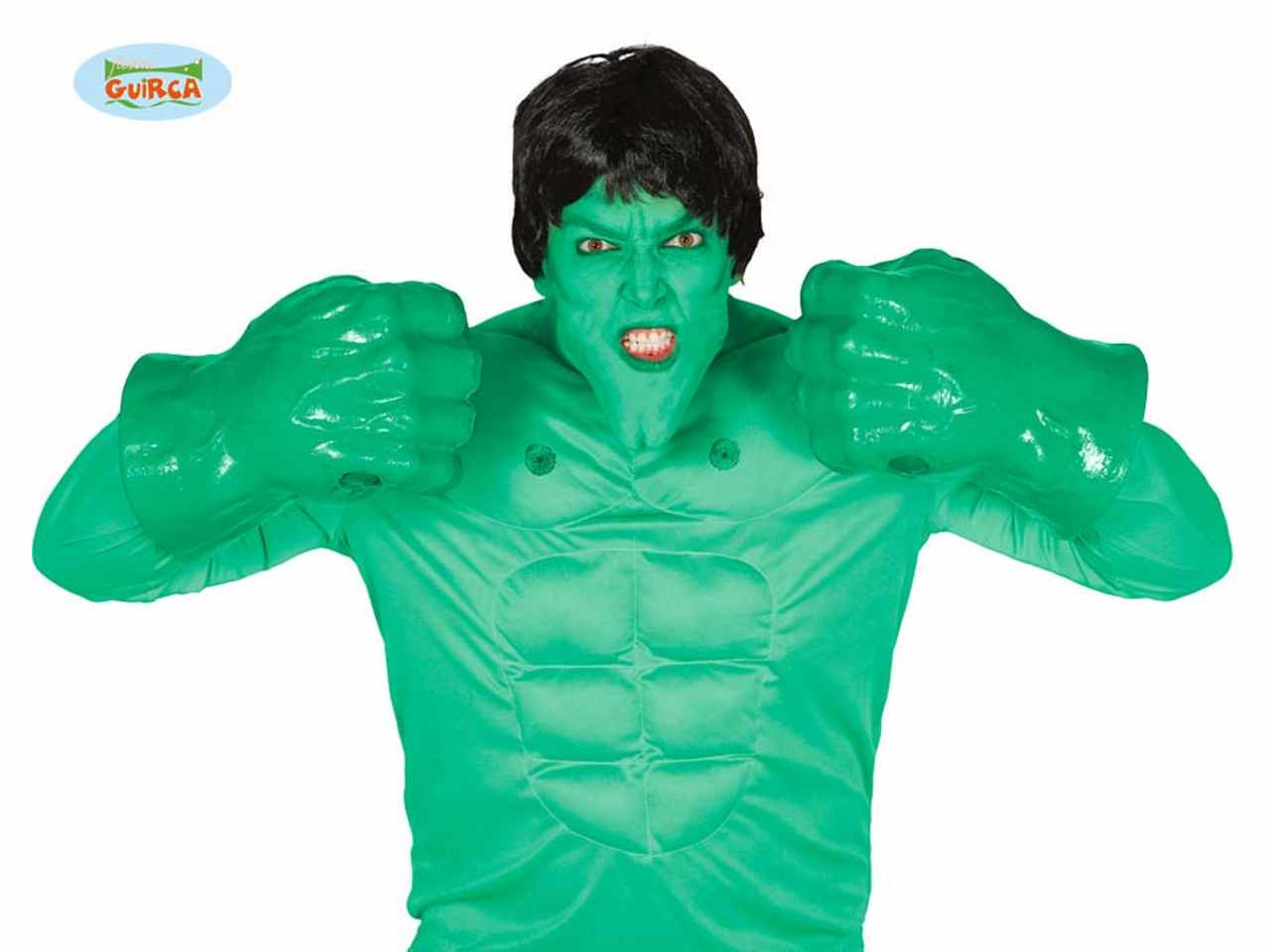Maxi guanti in plastica pugni hulk manone colore verde misura unica