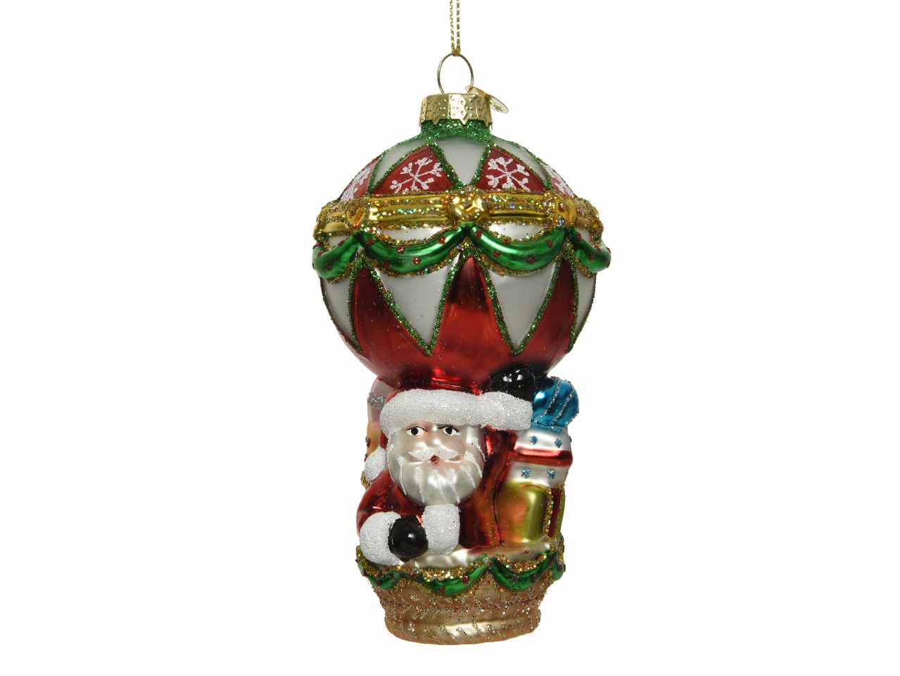 Mongolfiera in vetro con babbo natale 5,5x5,5x13cm