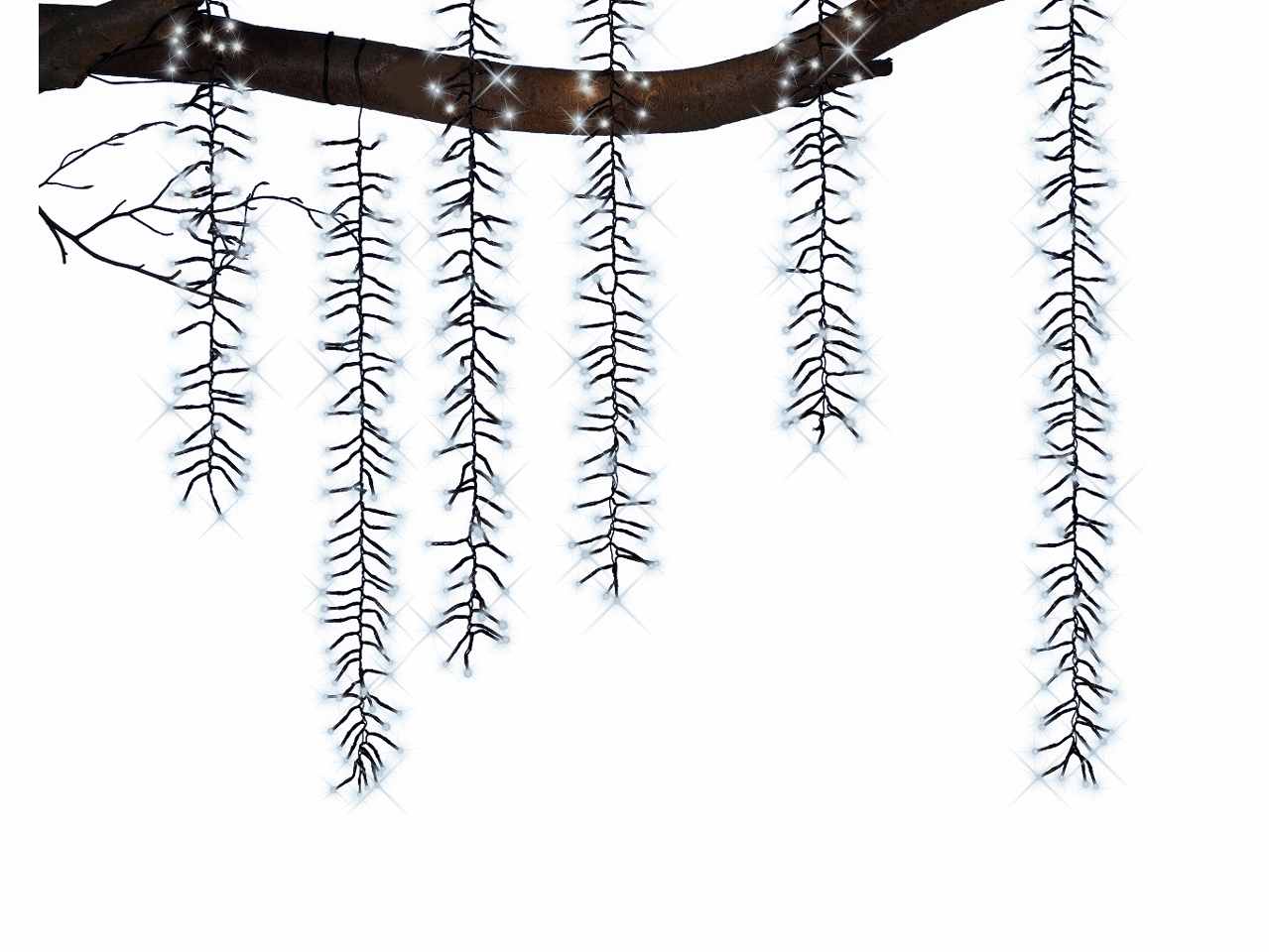 Cascata luci 480led bianco freddo filo nero 2metri 8 funzioni uso esterno