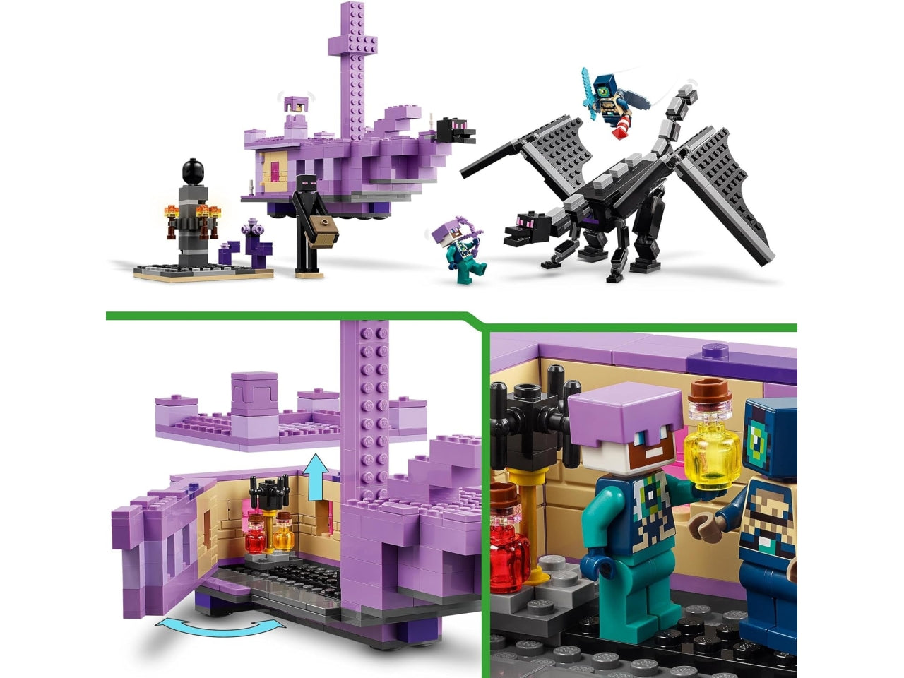 Lego minecraft lâEnderdrago e la nave dellâEnd, set costruzioni in scatola da 657 pezzi per bambini di 8+ anni 21264