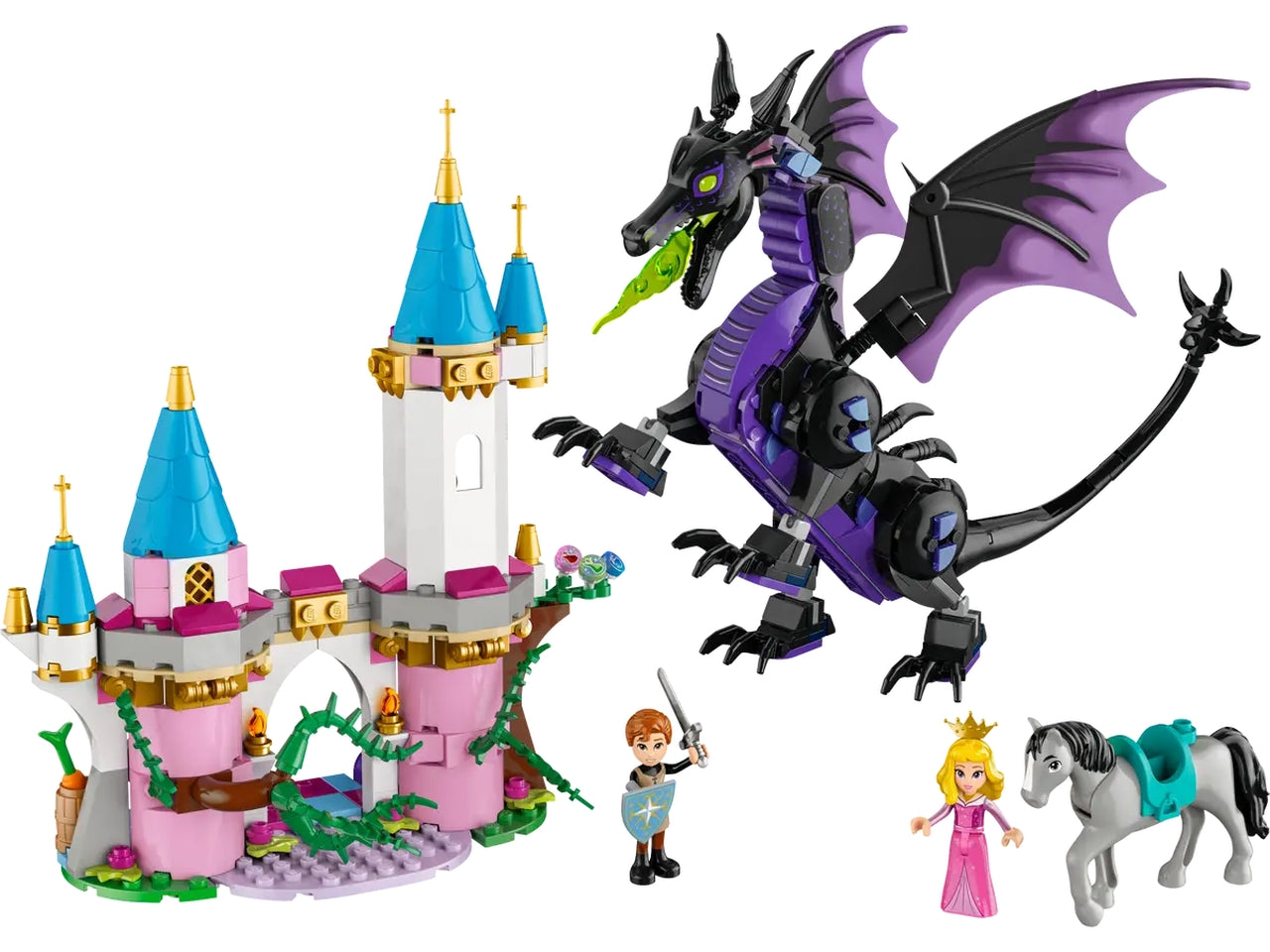 Lego Disney Princess Malefica Drago, set di mattoncini in scatola da 583 pezzi, bella addormentata, per bambine 7+ anni 43240