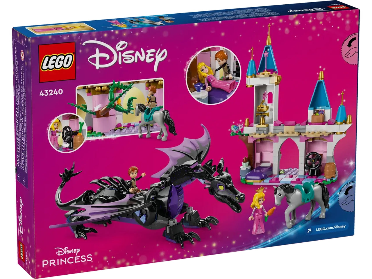 Lego Disney Princess Malefica Drago, set di mattoncini in scatola da 583 pezzi, bella addormentata, per bambine 7+ anni 43240