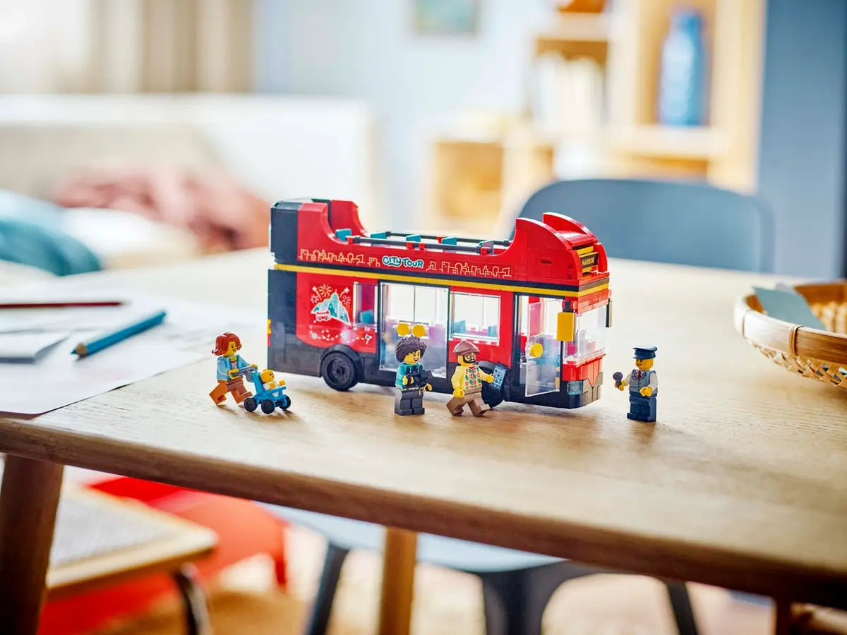 Lego City Great Vehicles Autobus Turistico rosso a due piani, set di costruzioni in scatola da 384 pezzi, 7+ anni 60407